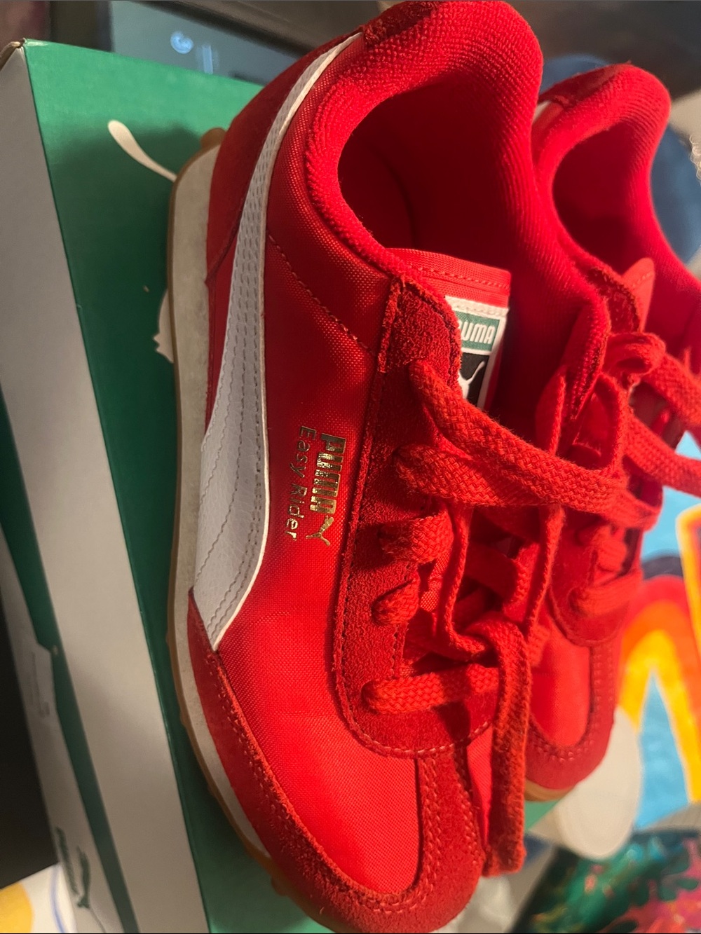 Puma Kids Red Low-Top Lace-Up Sneakers - Picture 3 of 5